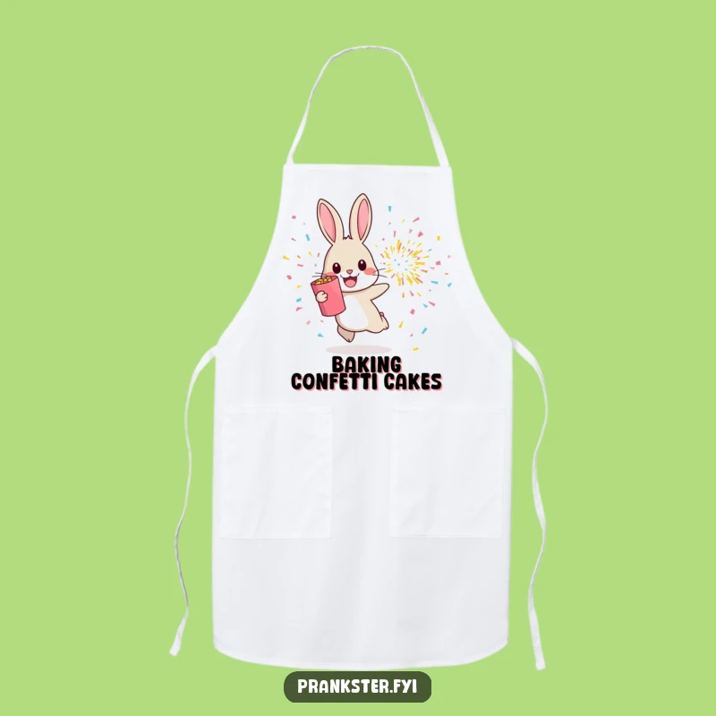 Funny Rabbit Confetti Apron - Cheerful Hop Away From Explosion Kitchen Gift