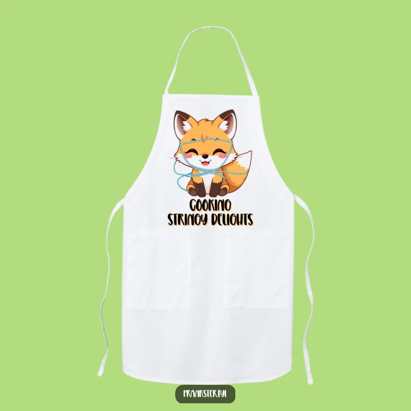 Funny Fox Cub Silly String Apron - Cook with Playful Messiness