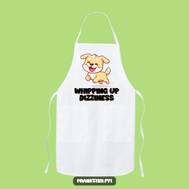 Funny Dizzy Dog Chasing Tail Apron: Cook Up Laughs with This Hilarious Kitchen Accessory!