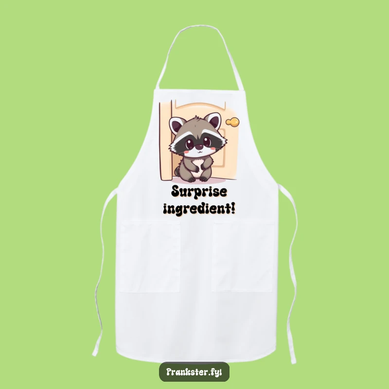 Funny Kawaii Raccoon Apron Hiding Surprise - Kitchen Playfulness