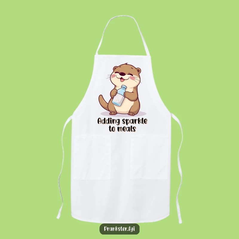 Funny Otter Glitter Apron: Comedic Kitchen Sparkle