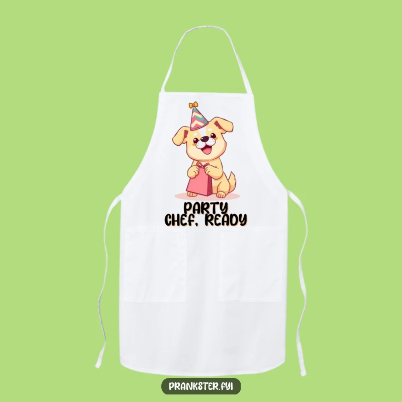 Funny Party Dog Apron - Playful Pup Shaking Gift Bag Kitchen Gift