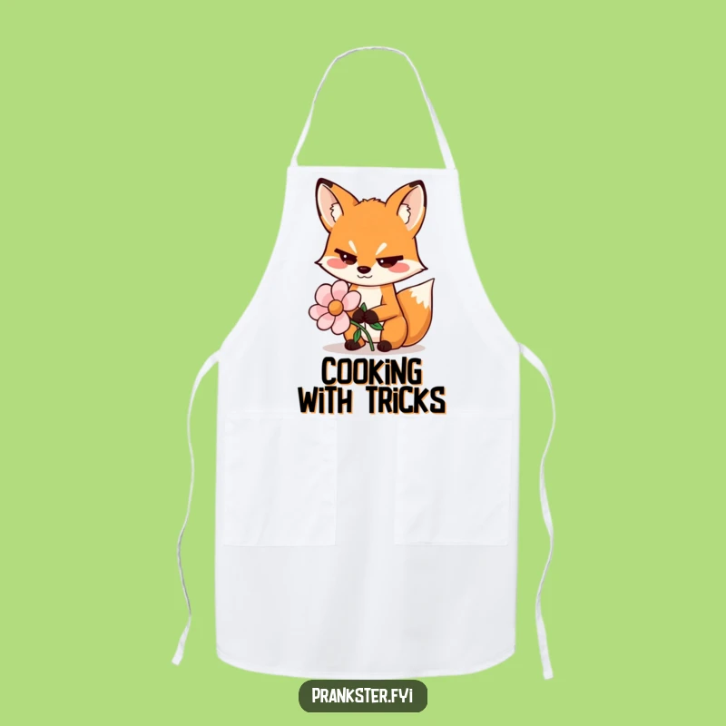 Funny Sly Fox Apron - Wiggling Eyebrows Fake Flower Kitchen Gift