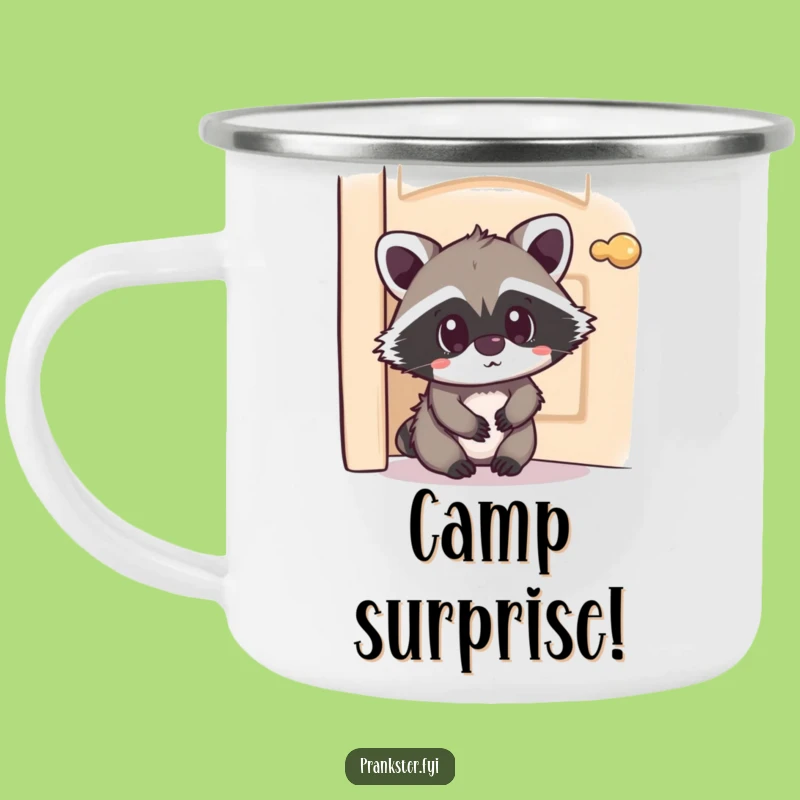 Funny Kawaii Raccoon Camping Mug Hiding Surprise - Outdoor Chuckles