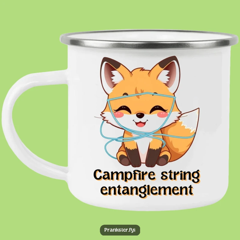 Funny Fox Cub Silly String Camping Mug - Hilarious Companion for Adventures