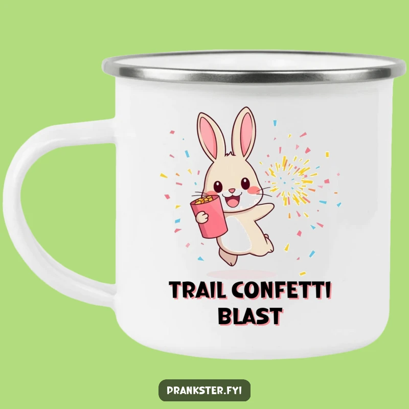 Funny Rabbit Confetti Camping Mug - Cheerful Hop Away From Explosion Outdoor Gift