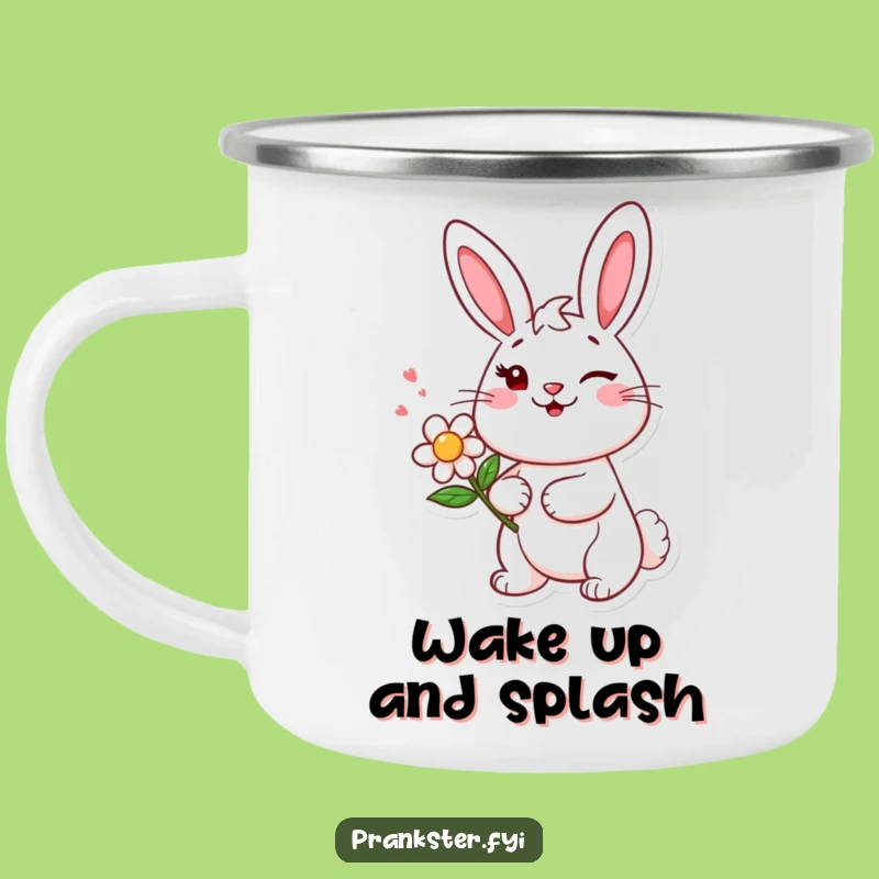 Funny Bunny Wink Camping Mug - Durable Mug with a Mischievous Squirting Bunny
