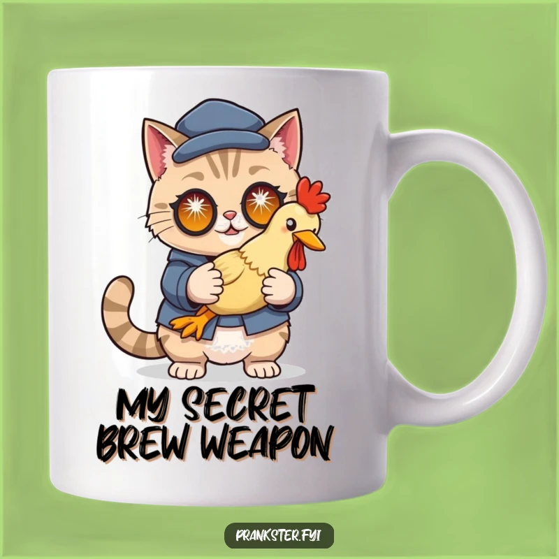 Funny Cat Disguise Mug: Cunning Charm with a Rubber Chicken