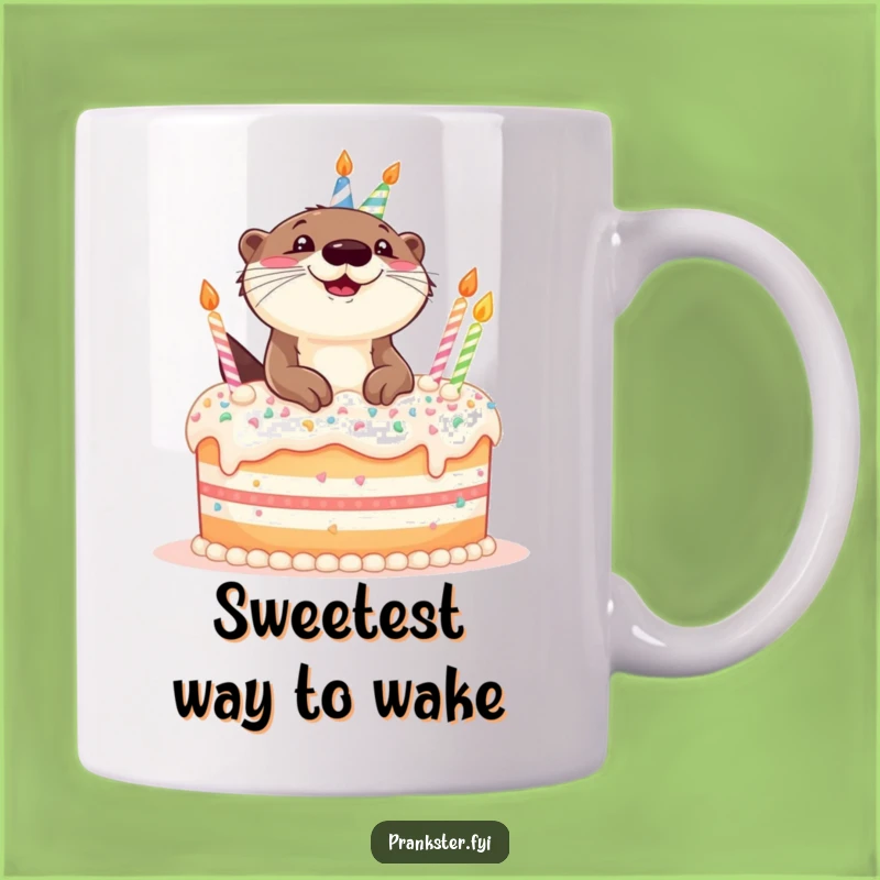 Funny Otter Birthday Cake Mug - Giggling Celebration Gift