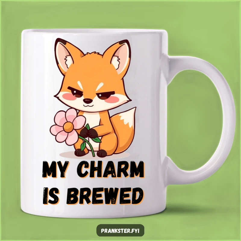 Funny Sly Fox Mug - Wiggling Eyebrows Fake Flower Humor Gift