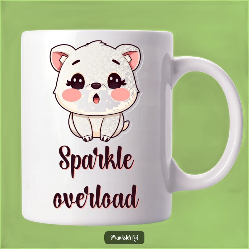Funny Sparkle Surprise Mug: Rosy Cheeked Animal's Glittery Moment, Perfect Gift!