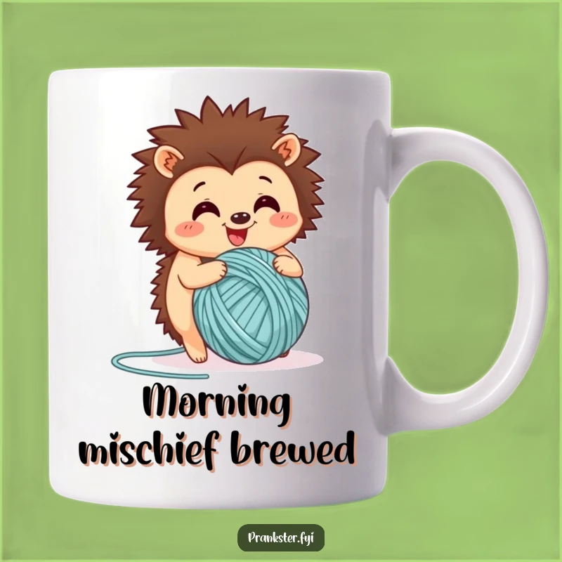 Funny Happy Hedgehog Yarn Ball Mug: Adorable and Hilarious Gift for Knitters