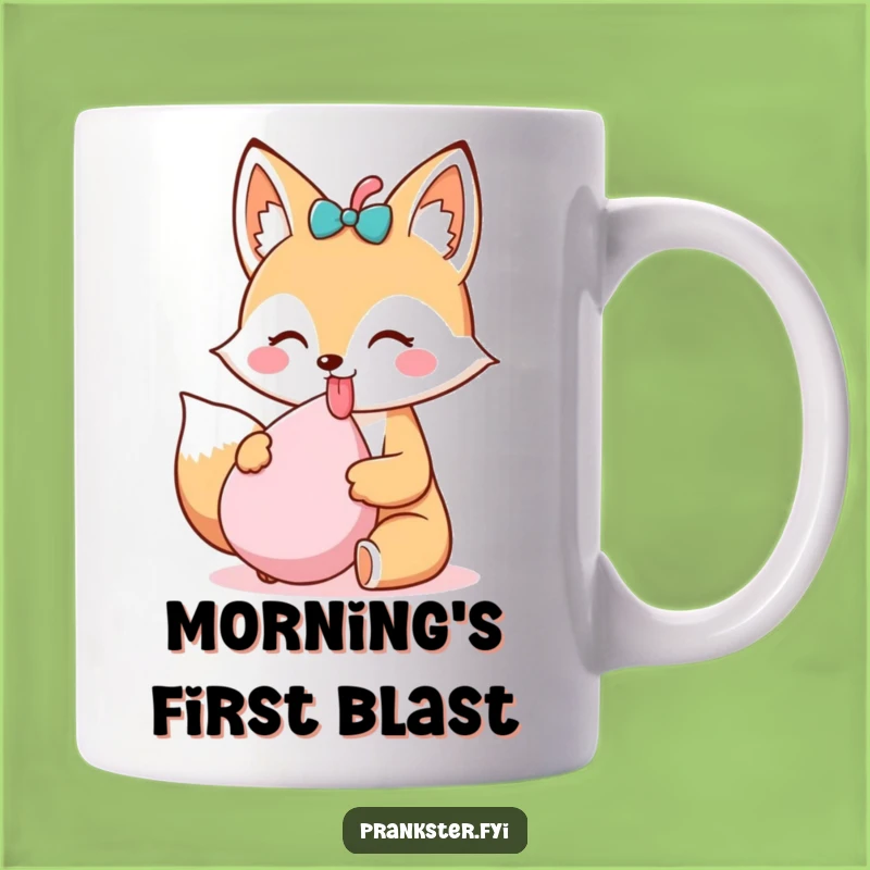 Funny Kawaii Fox Mug Sticking Tongue Out - Whoopee Cushion Prank Gift