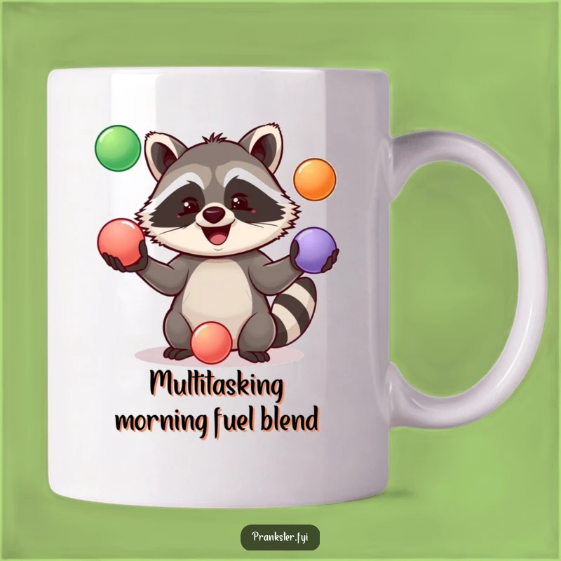Funny Jolly Raccoon Juggling Mug - A Hilarious Gift for Skillful Humor Lovers