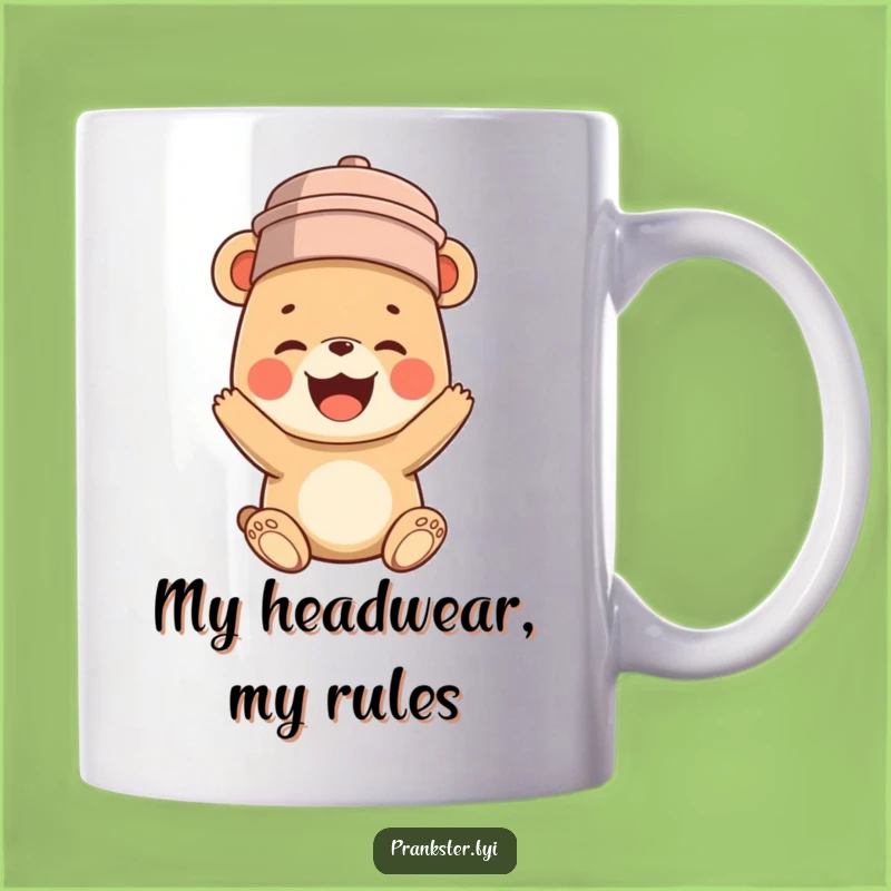 Funny Bear Cub Bucket Head Mug: Adorable Giggles Make a Hilarious Gift!