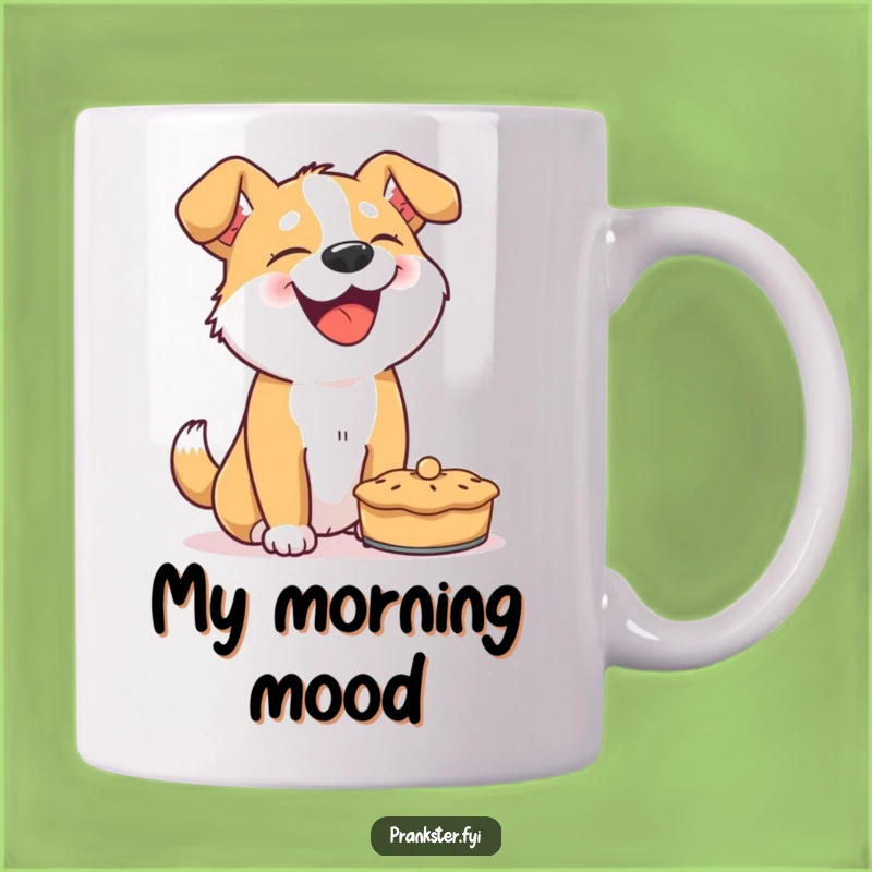 Funny Giggling Dog Pie Throw Mug - Hilarious Canine Antics Gag Gift
