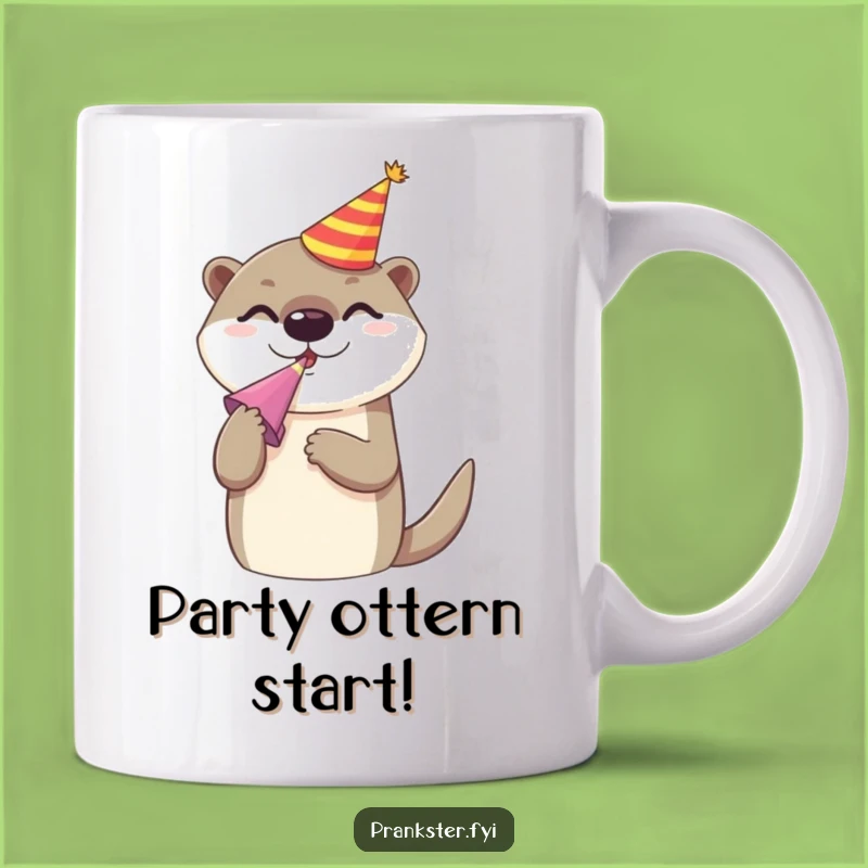 Funny Otter Party Animal Mug: Cheerful Character Blowing Noise Maker Gift