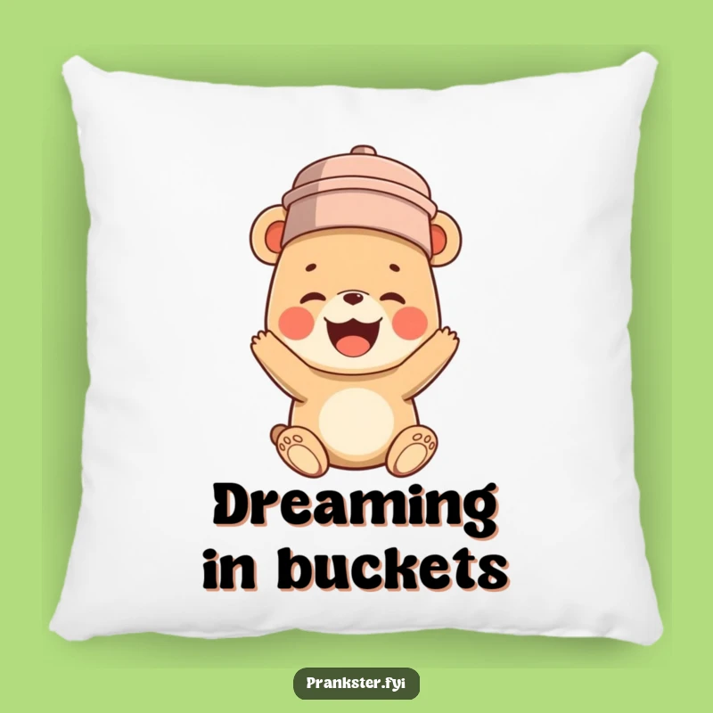 Funny Bear Cub Bucket Head Pillow: Comfy Giggles for a Hilarious Nap!