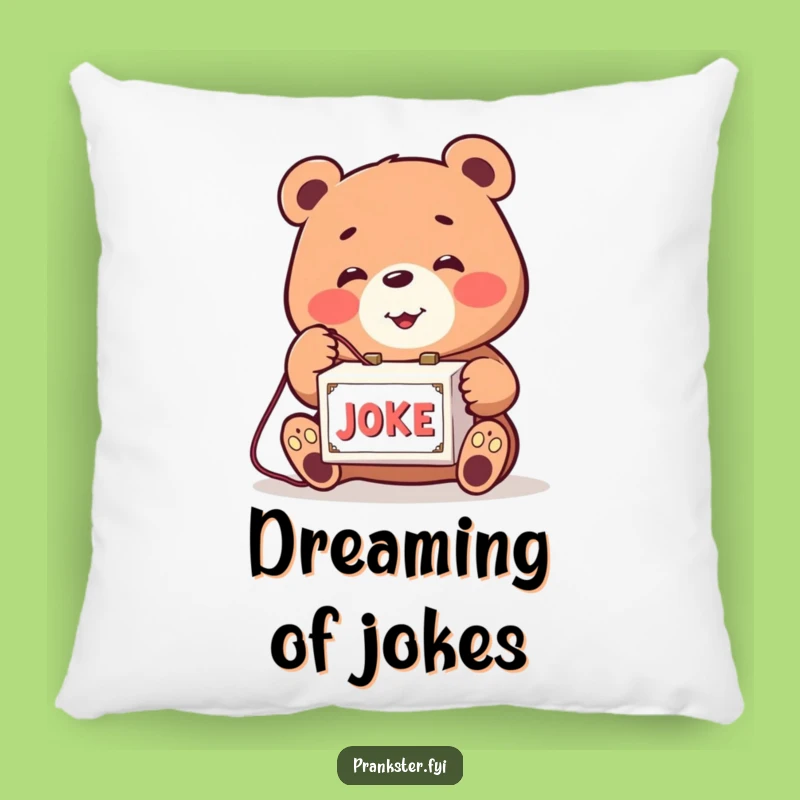 Funny Bear Joke Box Pillow: Cozy Prankster Cushion, Perfect Gag Decor