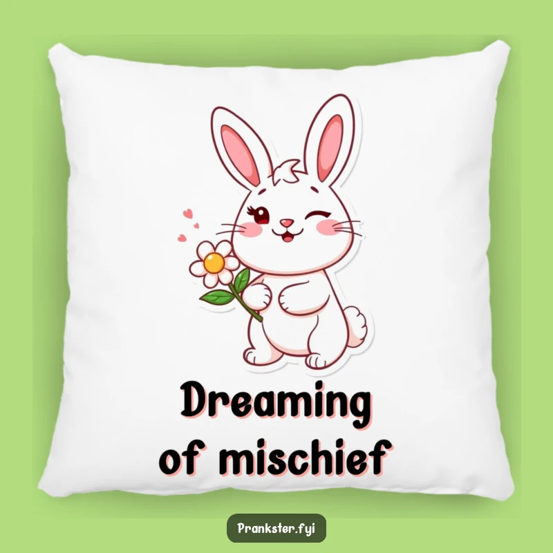 Funny Bunny Wink Pillow - Soft Cushion with a Mischievous Squirting Bunny
