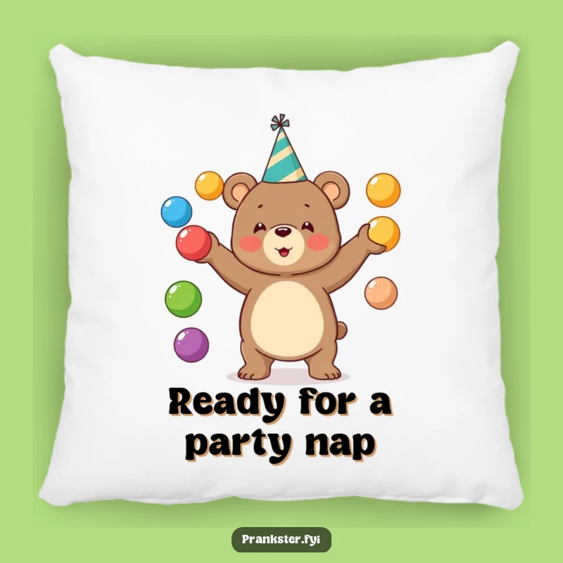Funny Party Bear Pillow: Cozy & Hilarious Accent For Cheerful Homes