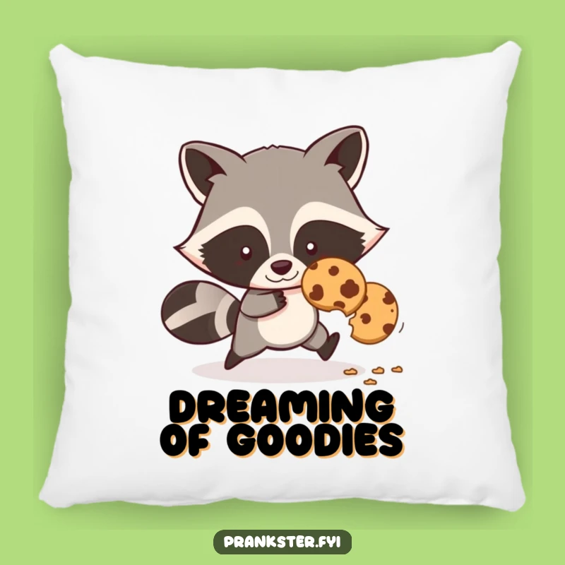 Funny Sly Raccoon Cookie Thief Pillow: Cozy Up with This Cheeky Bandit!