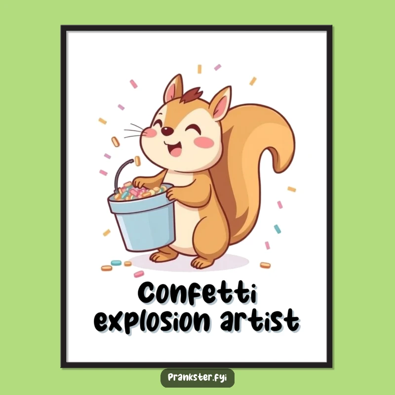 Funny Squirrel Confetti Toss Digital Art: Festive Instant Download for Cheer