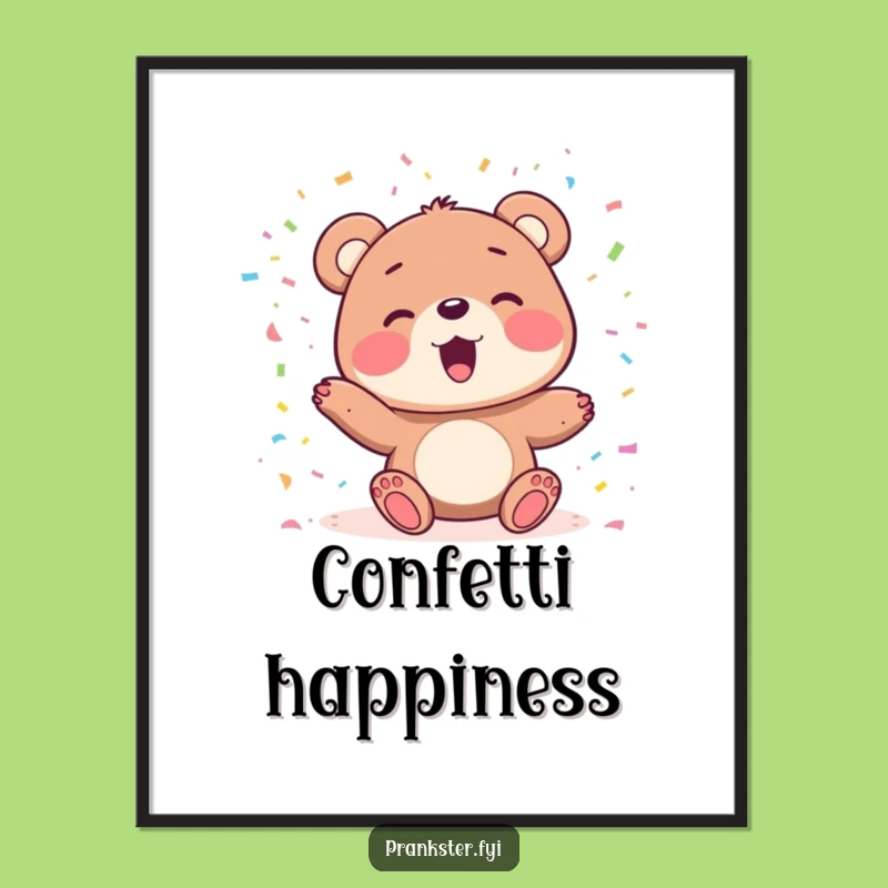 Funny Bear Confetti Digital Print: Instant Celebration for Your Walls