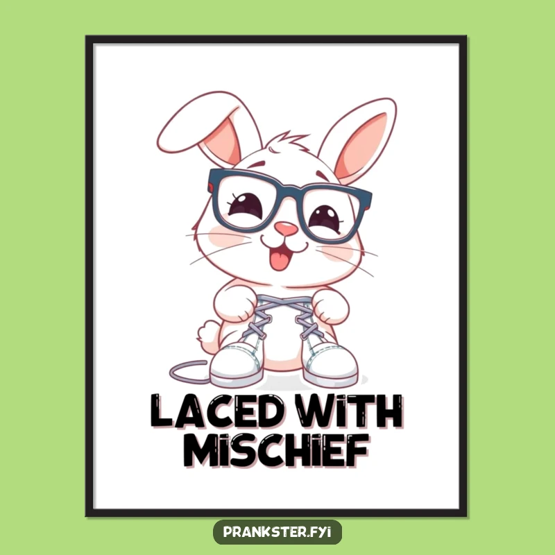 Funny Rabbit Shoelace Digital Art: Instant Prankster Download, Perfect Gift