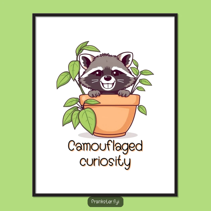 Funny Raccoon Spy Art Print: Hilarious Digital Decor for Mysterious Spaces