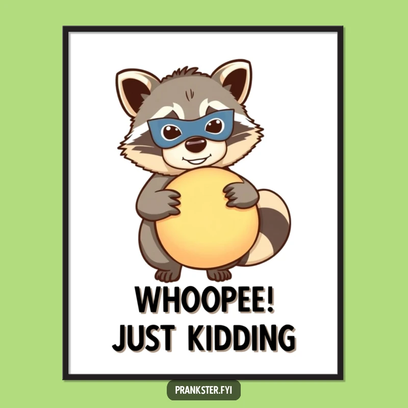Funny Raccoon Whoopee Digital Art: Prankster's Choice, Humorous Print Gift