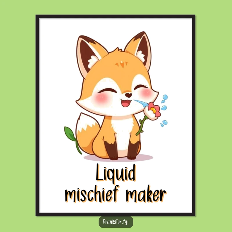 Funny Fox Flower Squirt Digital Art: Playful Instant Download for Smiles
