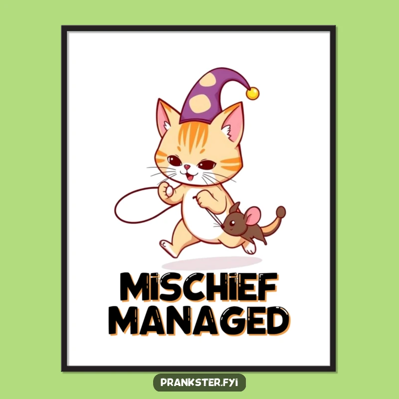 Funny Jester Cat Prank Digital Art: Instant Mischief Download, Perfect Humorous Gift