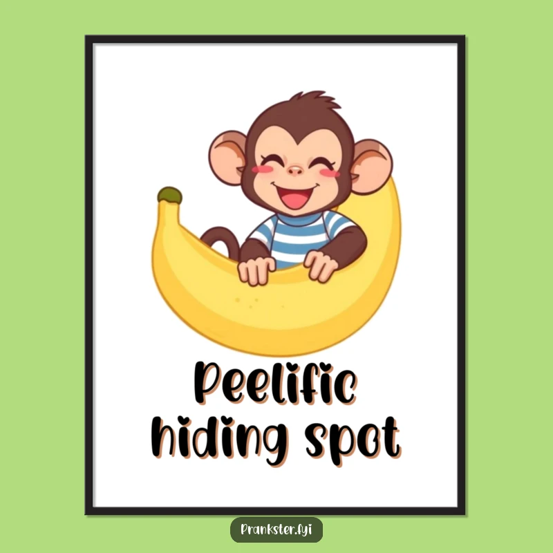 Funny Monkey Banana Digital Art: Instant Primate Hideout Download, Perfect Gift