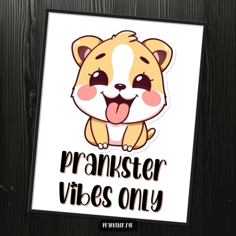 Funny Digital Art of a happy animal sticking its tongue out playfully after a prank, ready for instant download.