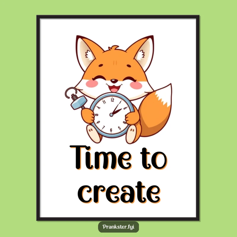 Funny Fox Wink Digital Print: Instant Humor of a Witty Clock Master