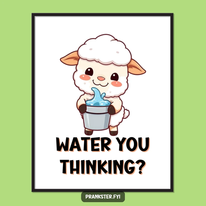 Funny Kawaii Sheep Digital Art: Prankster Fun, Perfect Wall Decor!