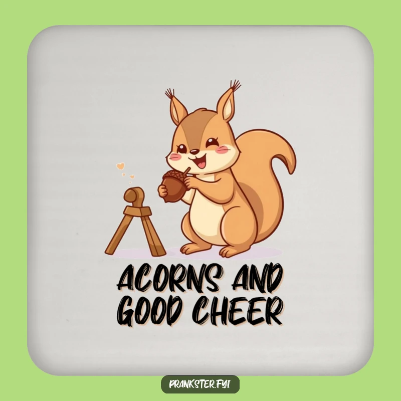 Funny Squirrel Acorn Coaster - Protect Surfaces, Aim True!