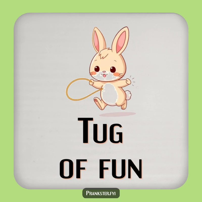 Funny Bunny String Tail Coaster - Playful Rabbit Drink Protector, Hilarious Gift