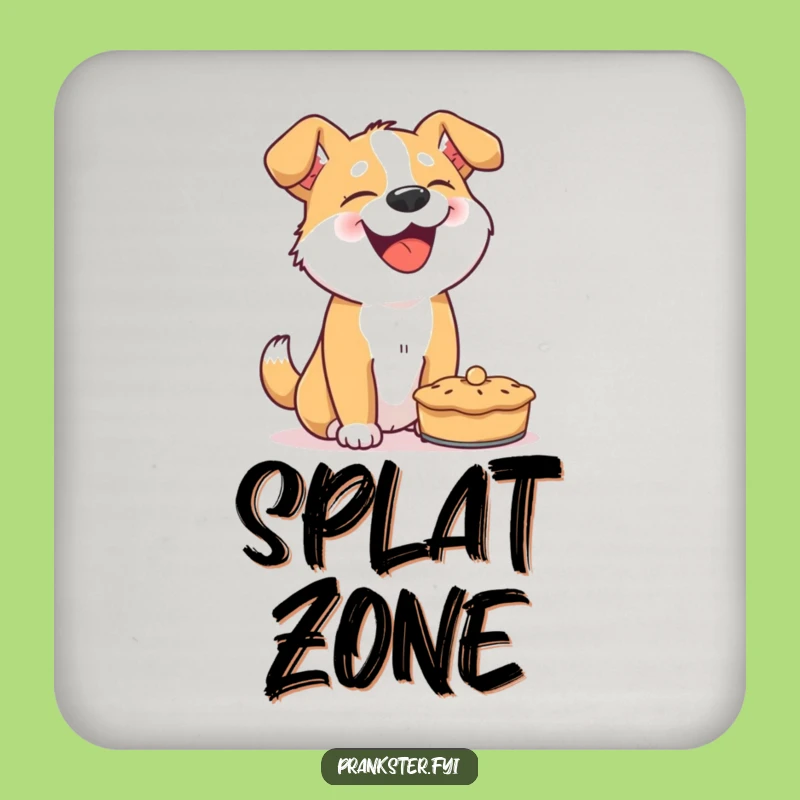 Funny Dog Pie Throw Coaster - Giggling Canine Drink Protector, Hilarious Gift