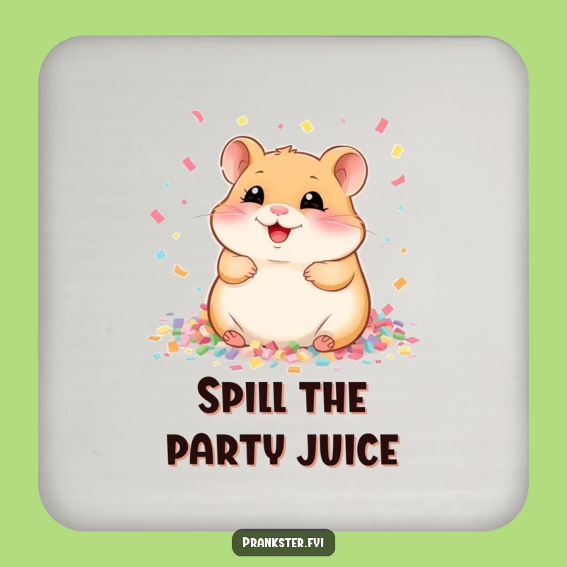 Funny Giggling Hamster Confetti Coaster - Protect Surfaces with Hilarious Charm
