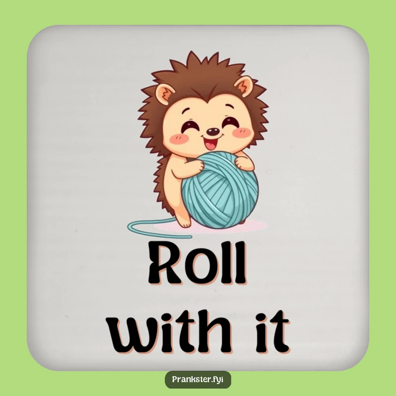 Funny Happy Hedgehog Yarn Ball Coaster: Protect Tables with Cute Charm
