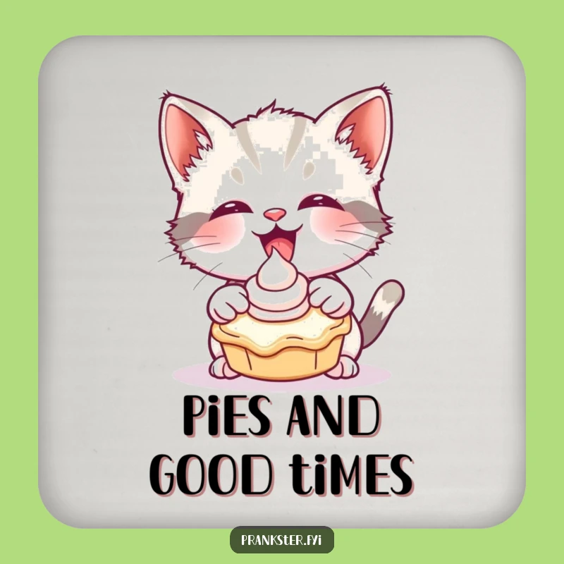 Funny Kitten Pie Coaster - Protect Surfaces, Add Fun!