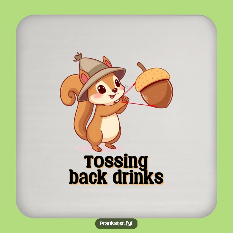 Funny Squirrel Acrobat Drink Coaster: Comedic Surface Protector