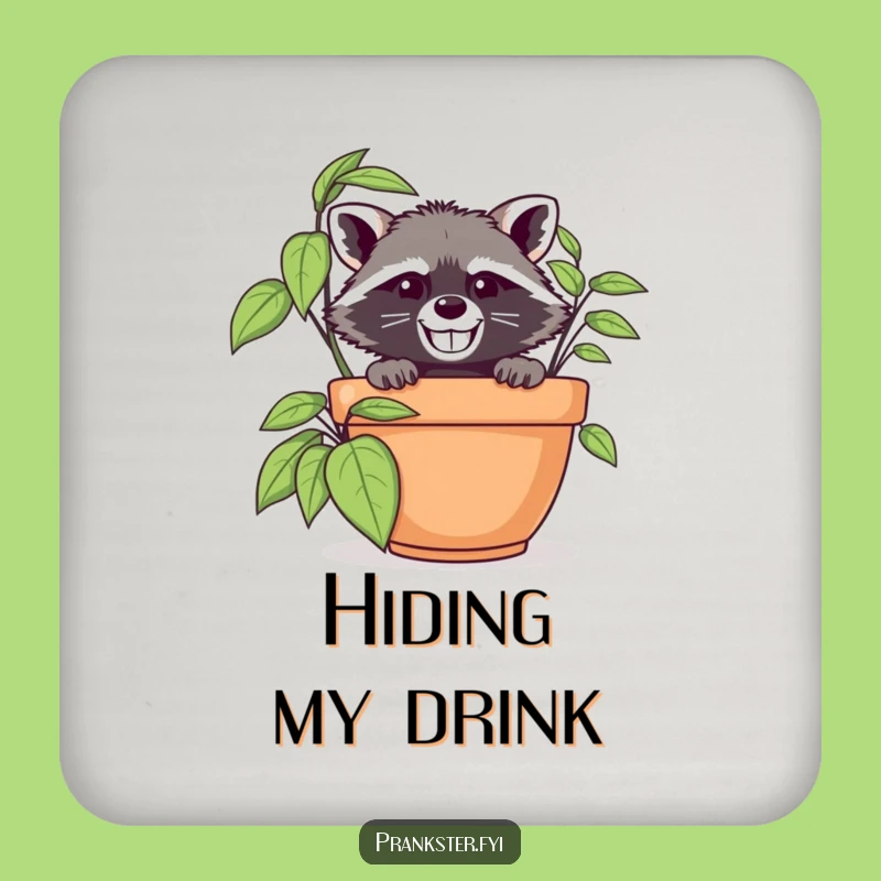 Funny Raccoon Spy Coaster: Protect Surfaces with Hilarious Disguise