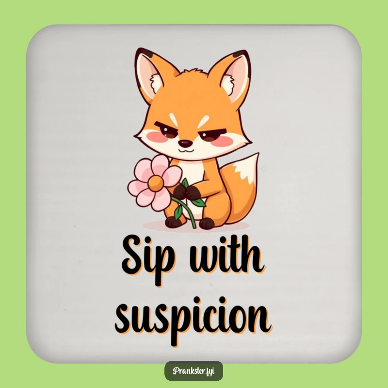 Funny Sly Fox Coaster - Wiggling Eyebrows Fake Flower Drink Protector Gift