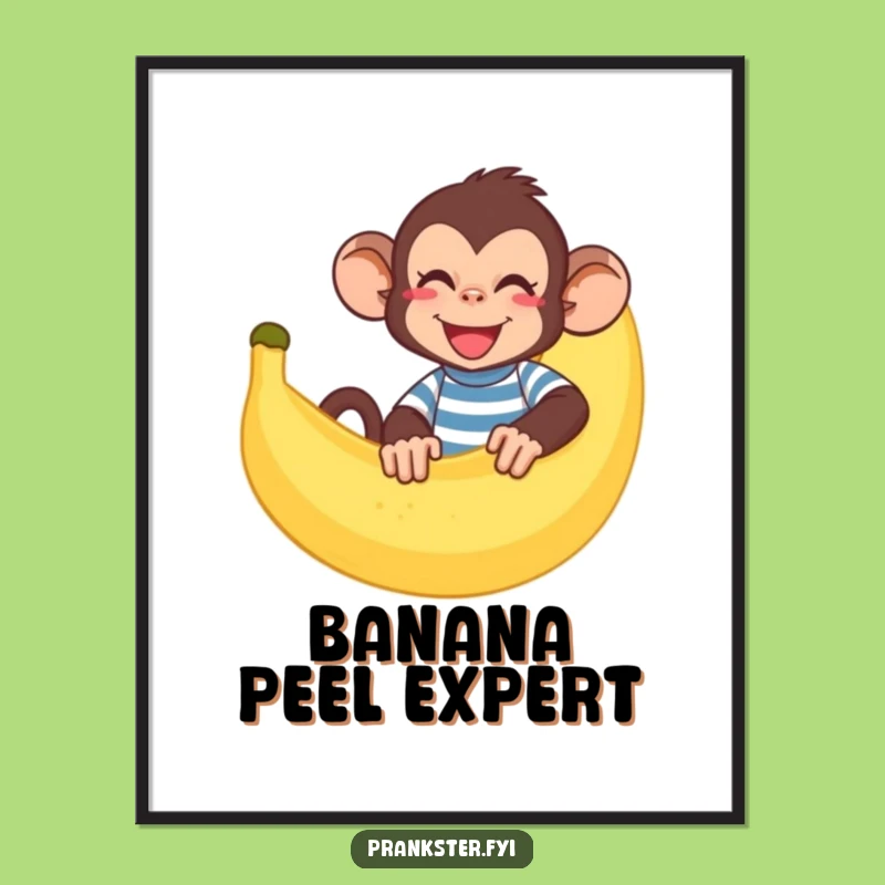 Funny Monkey Banana Poster: Whimsical Primate Wall Art, Perfect Humorous Gift