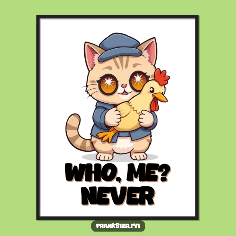 Funny Cat Disguise Poster: Wall Art of a Cunning Feline Spy