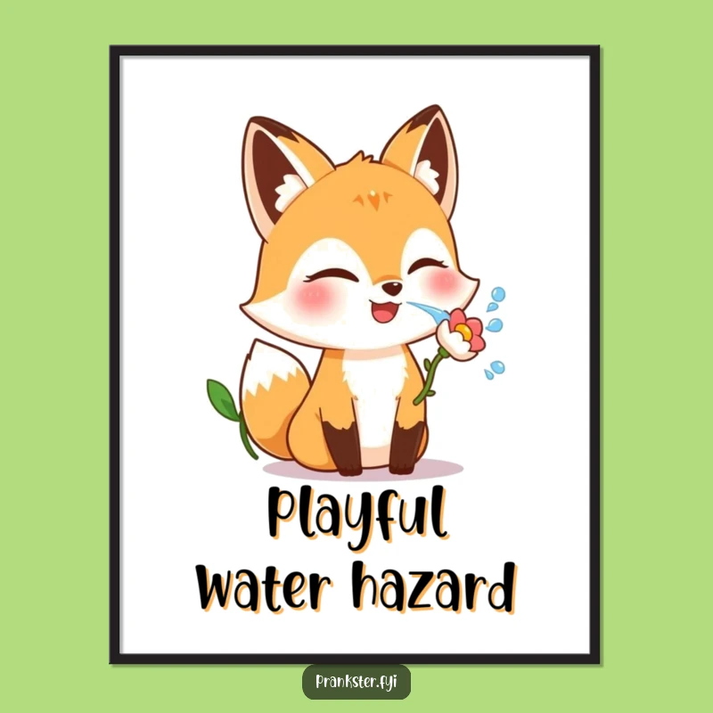 Funny Fox Flower Squirt Poster: Playful Wall Art for Cheerful Spaces