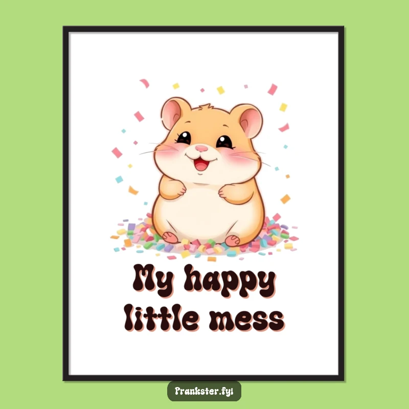 Funny Giggling Hamster Confetti Poster - Hilarious Wall Art for a Cheerful Gift